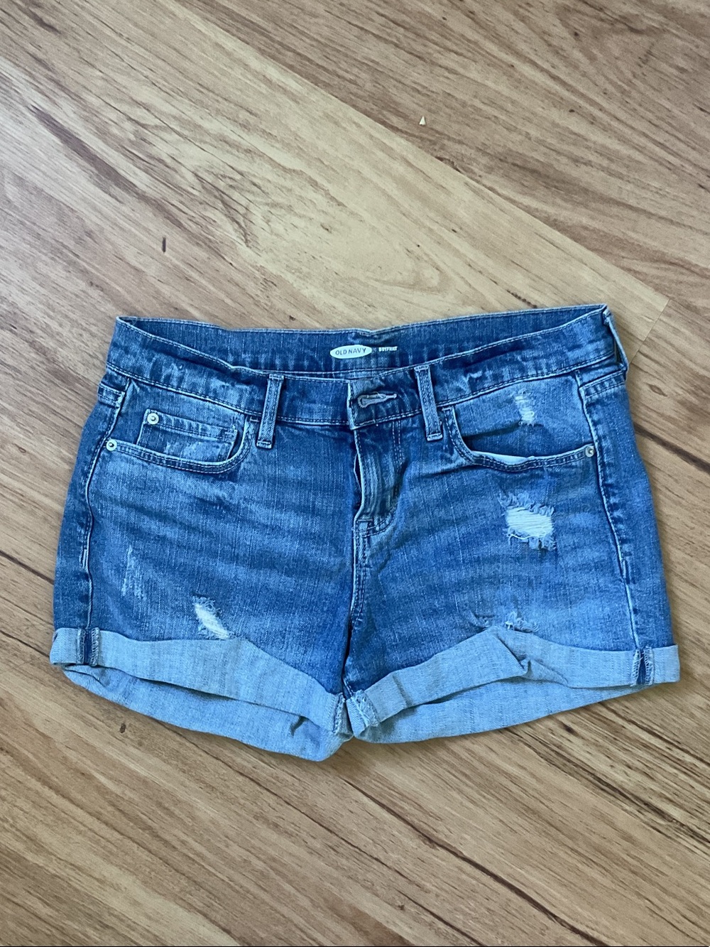 Old Navy Blue Rolled-Cuff Distressed Denim Shorts
